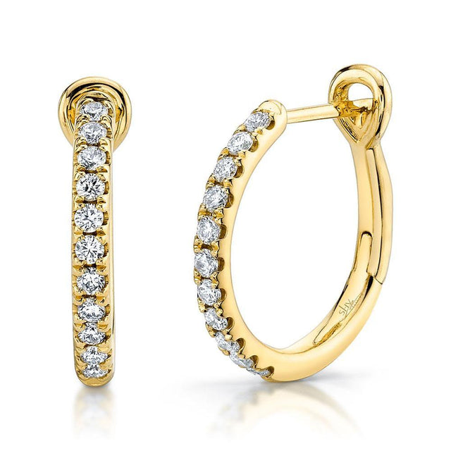 Shy Creation Yellow Gold Diamond Hoop Earrings 1/4ctw