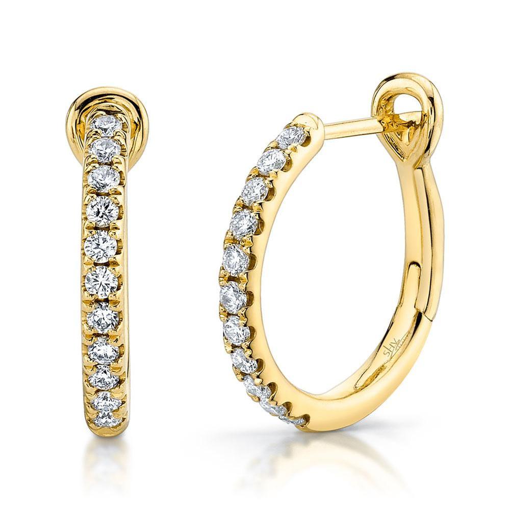 Shy Creation Yellow Gold Diamond Hoop Earrings 1/4ctw