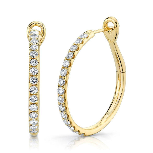 Shy Creation Yellow Gold Diamond Hoop Earrings 3/4ctw