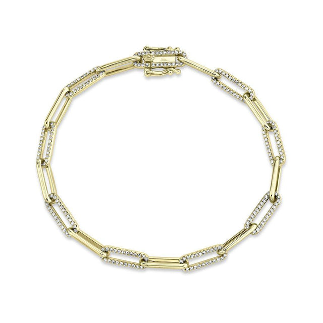 Shy Creation Yellow Gold Diamond Link Bracelet 3/4ctw