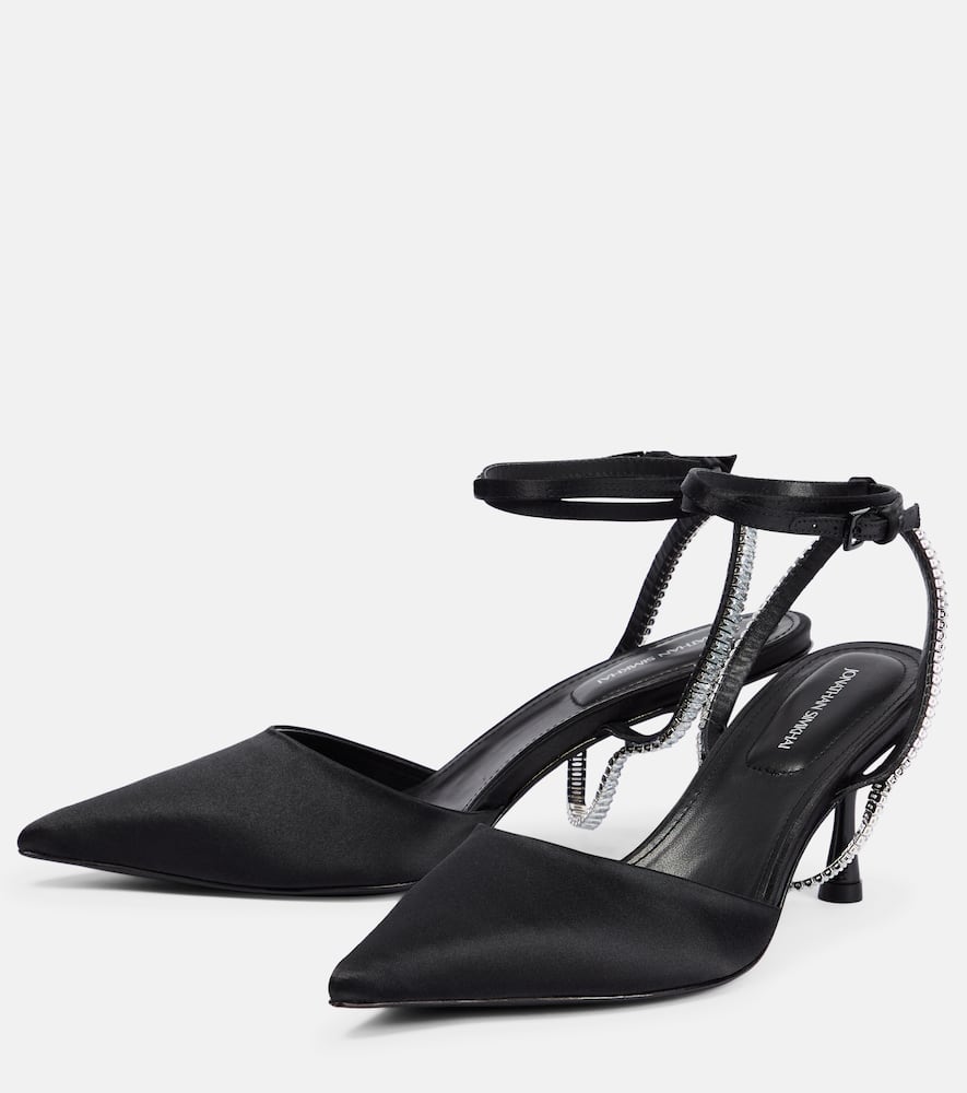 Simkhai Crystal-embellished satin pumps