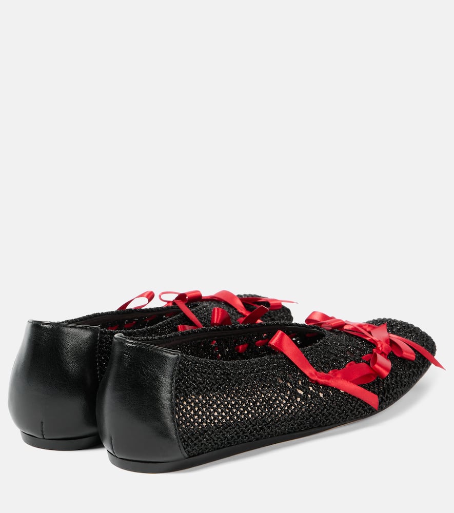 Simone Rocha Bow-detail crochet ballet flats