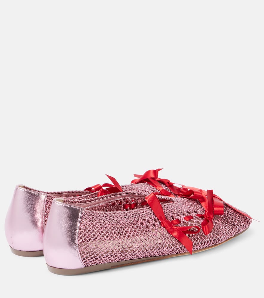 Simone Rocha Bow-detail crochet ballet flats