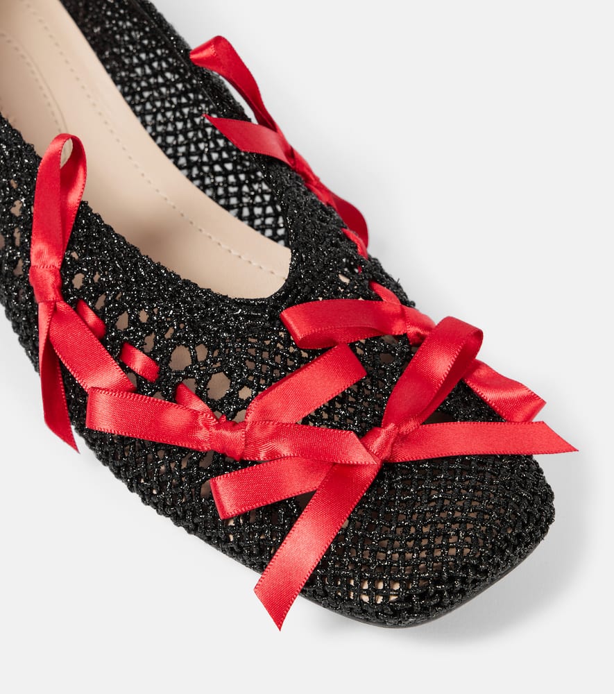 Simone Rocha Bow-detail crochet ballet flats