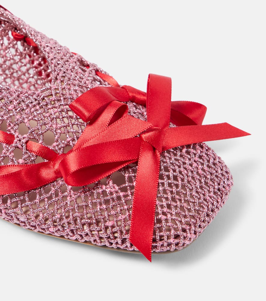 Simone Rocha Bow-detail crochet ballet flats