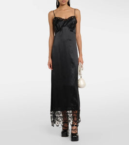 Simone Rocha Bow-detail silk satin midi dress
