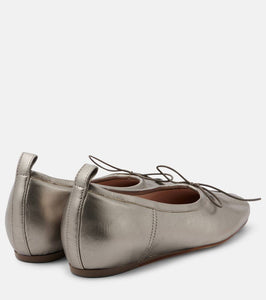 Simone Rocha Classic pleated metallic leather ballet flats