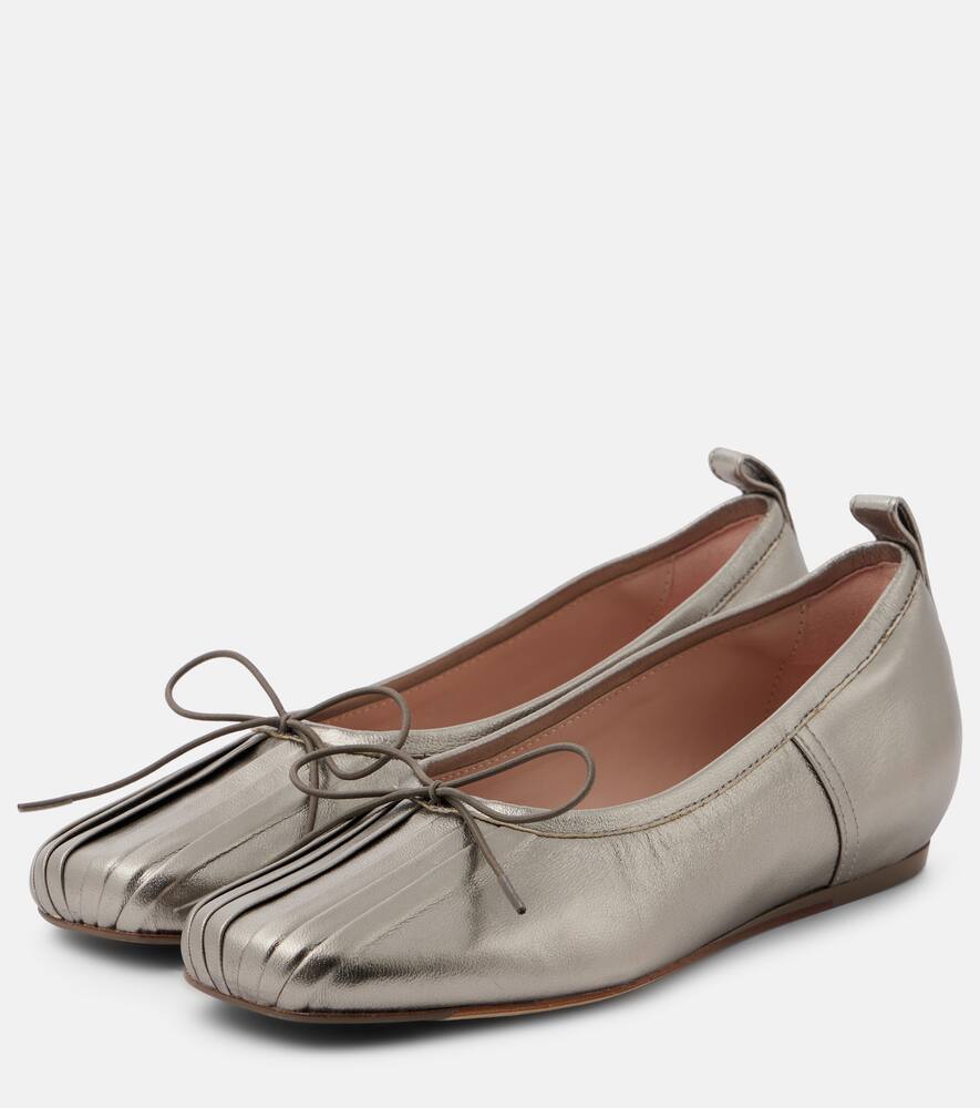 Simone Rocha Classic pleated metallic leather ballet flats