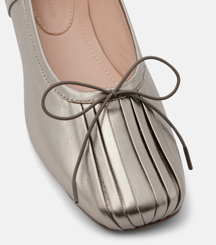 Simone Rocha Classic pleated metallic leather ballet flats