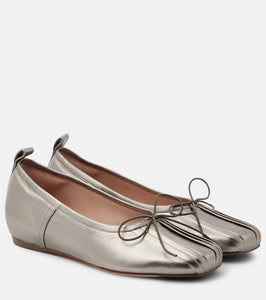 Simone Rocha Classic pleated metallic leather ballet flats