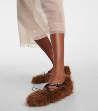 Simone Rocha Criss Cross faux fur ballet flats