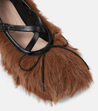 Simone Rocha Criss Cross faux fur ballet flats
