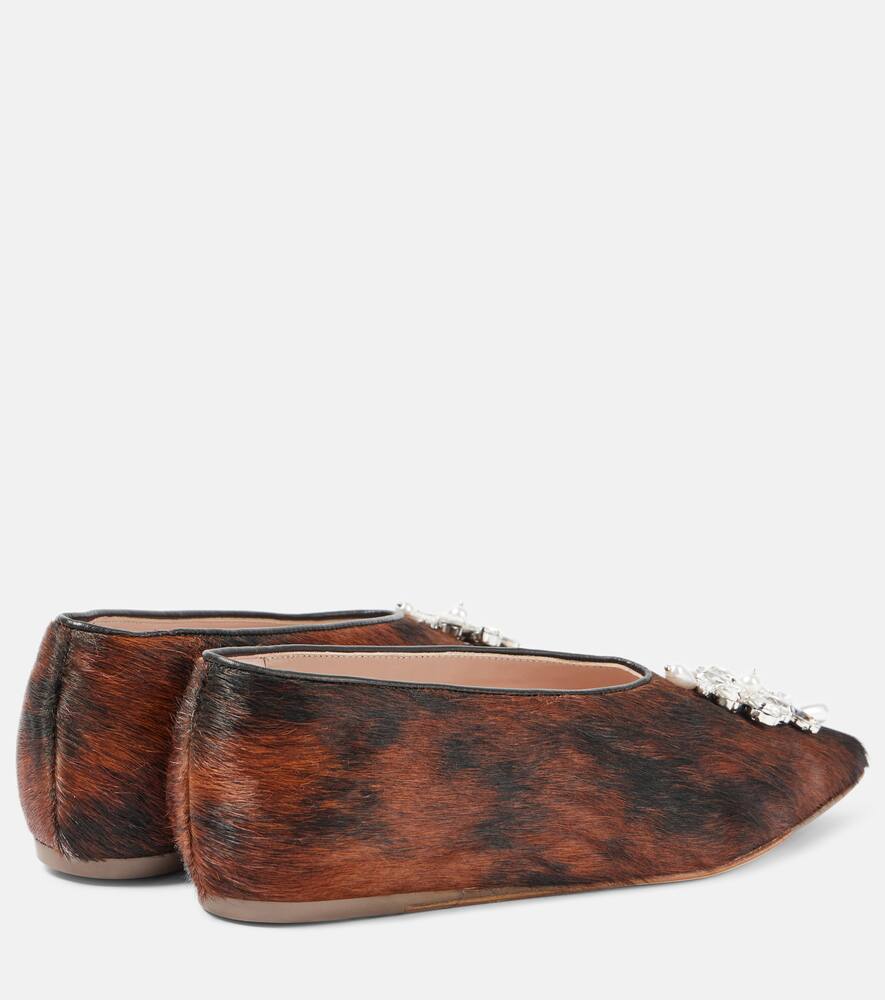 Simone Rocha Embellished calf hair ballet flats