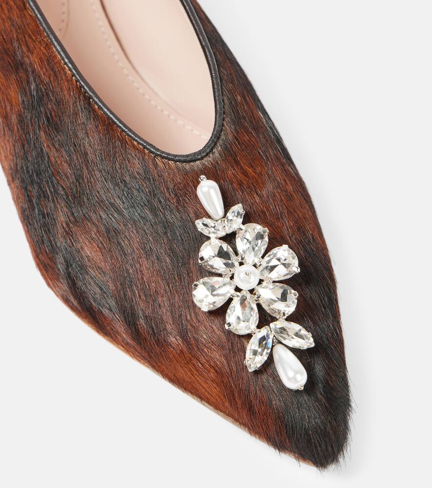 Simone Rocha Embellished calf hair ballet flats