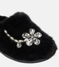 Simone Rocha Embellished faux shearling slippers