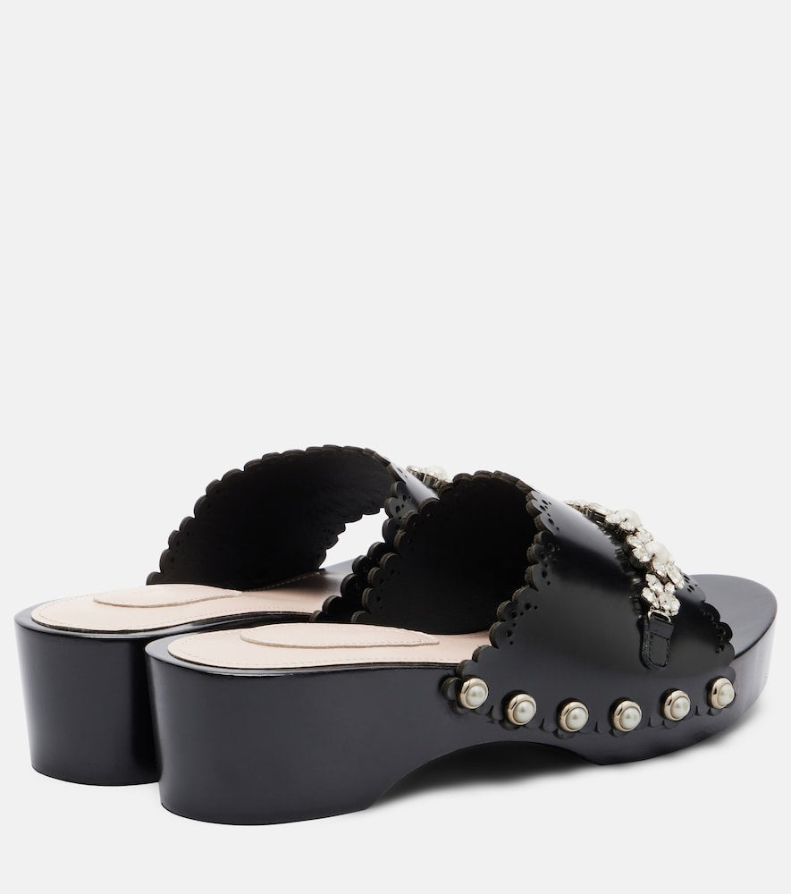 Simone Rocha Embellished leather clogs