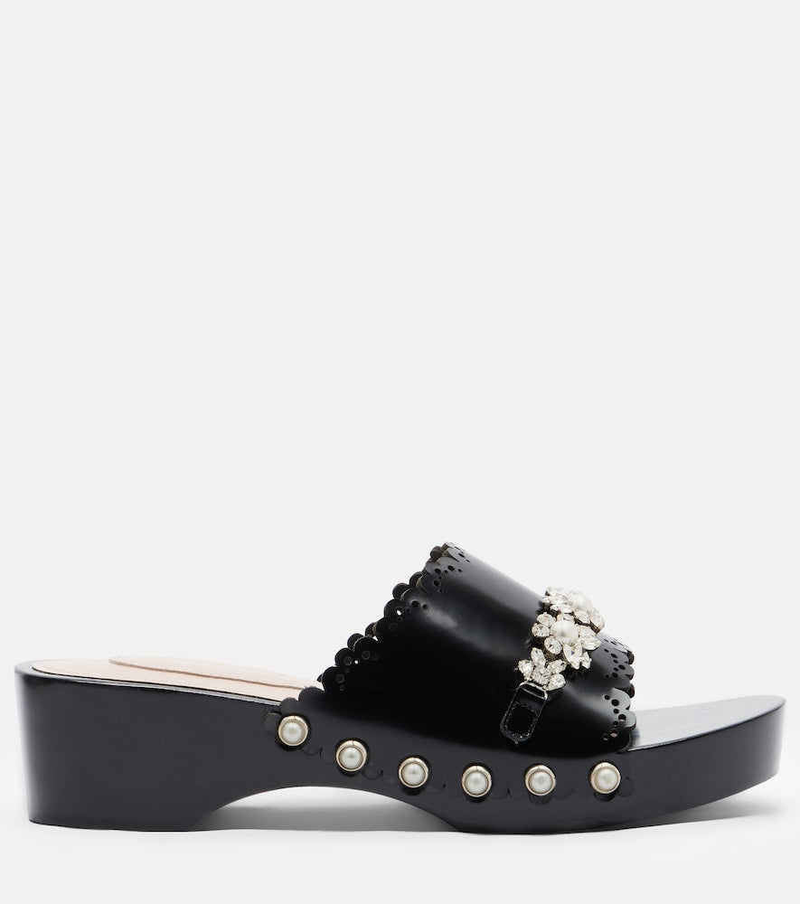 Simone Rocha Embellished leather clogs