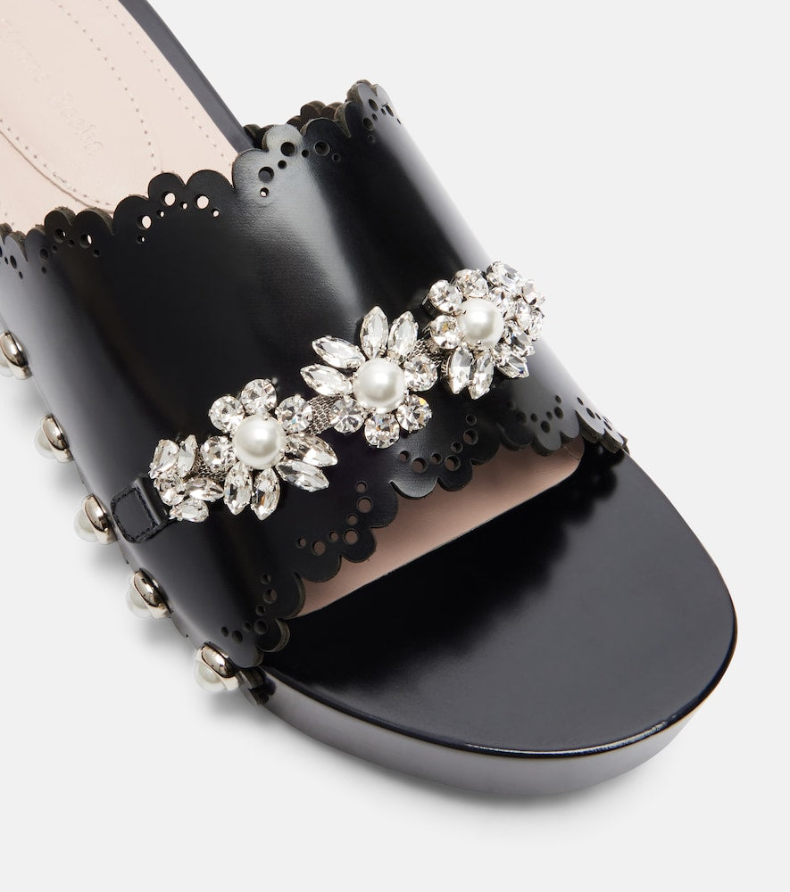 Simone Rocha Embellished leather clogs