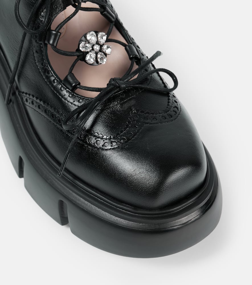 Simone Rocha Embellished leather platform brogues