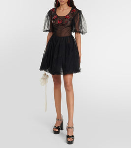 Simone Rocha Embellished tulle minidress