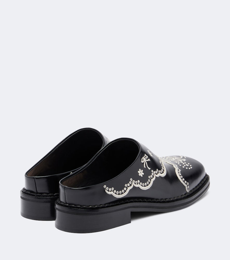 Simone Rocha Embroidered leather mules