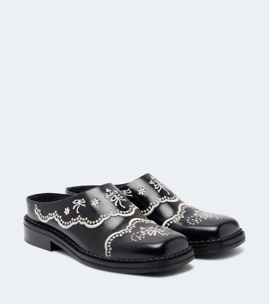 Simone Rocha Embroidered leather mules