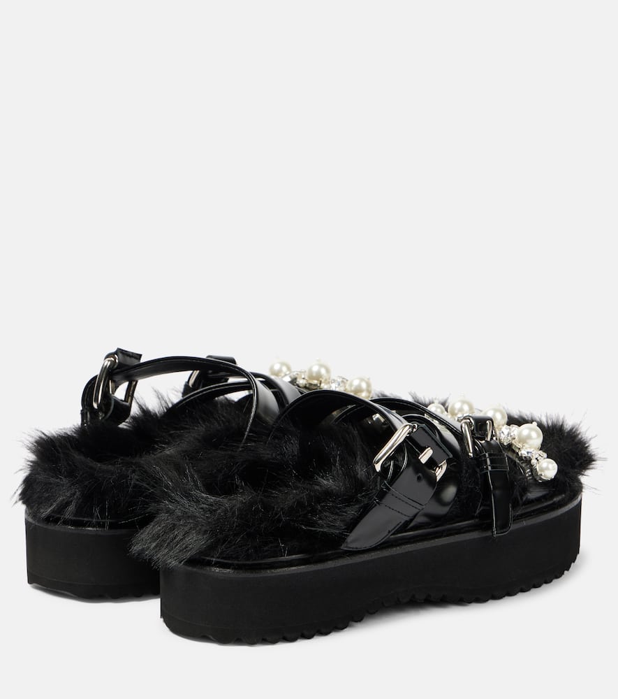 Simone Rocha Faux fur-trimmed leather platform sandals