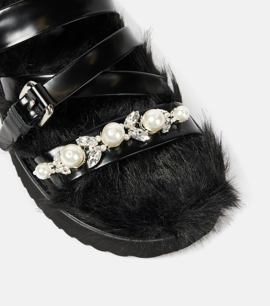 Simone Rocha Faux fur-trimmed leather platform sandals