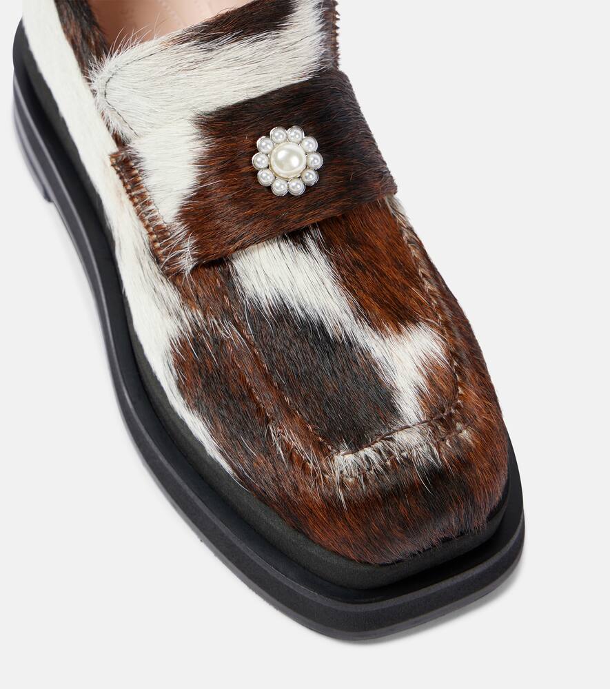 Simone Rocha Heart Toe calf hair platform loafers