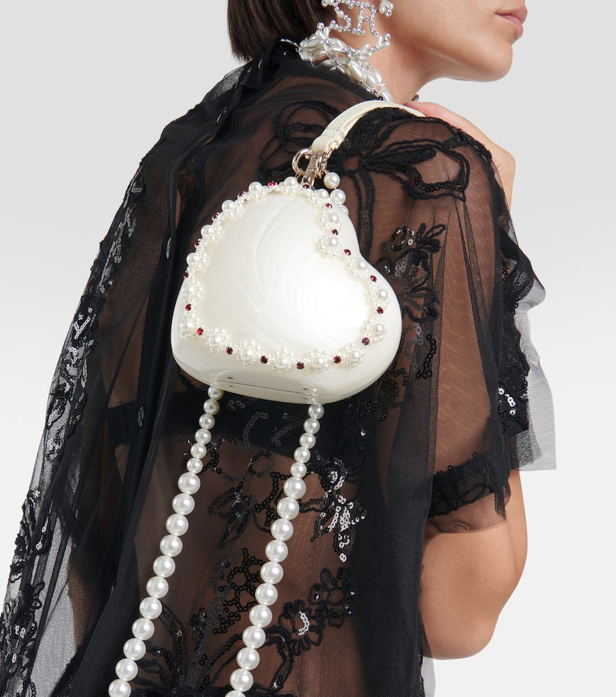 Simone Rocha Heart faux pearl-embellished clutch