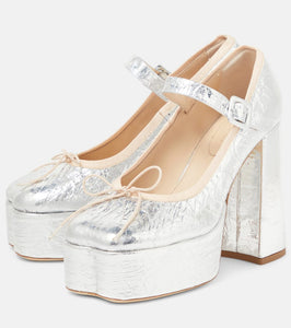 Simone Rocha Metallic leather platform pumps