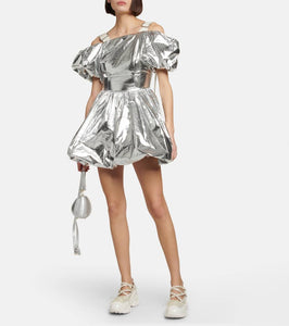 Simone Rocha Puff-sleeve metallic minidress