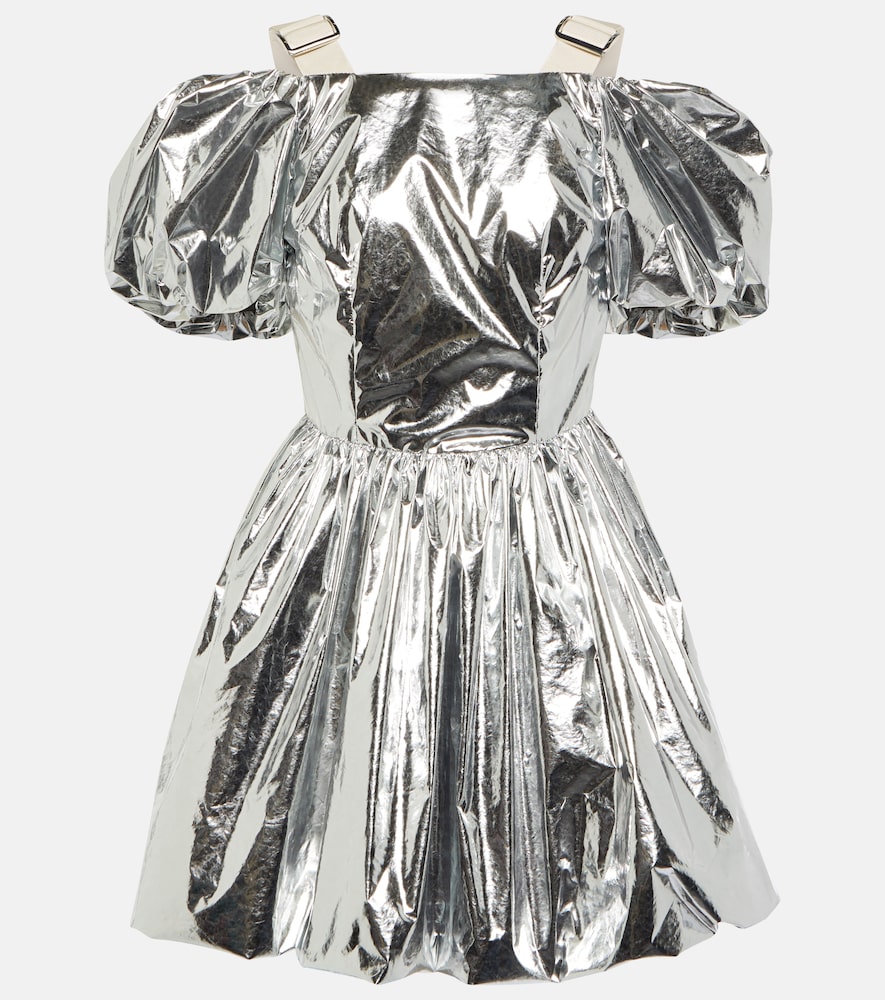 Simone Rocha Puff-sleeve metallic minidress. Simone Rocha 泡泡袖金属色迷你连衣裙