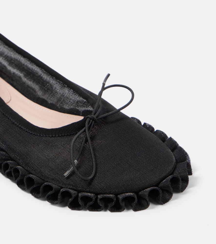 Simone Rocha Ruffled mesh ballet flats