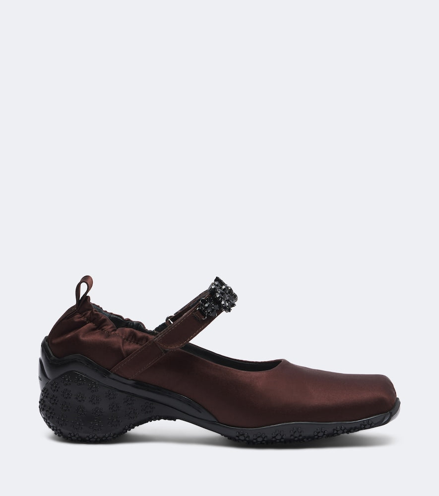 Brown Simone Rocha Turbo embellished satin Mary Jane flats - Low-Top Sneakers