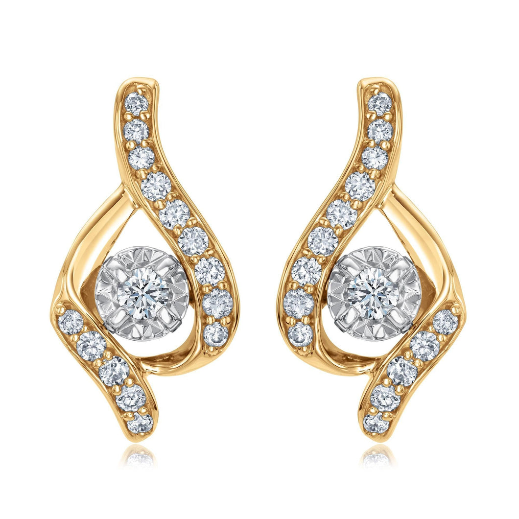 Sirena Two-Tone Diamond Bypass Earrings 1/3ctw