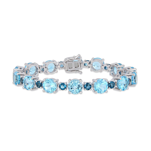 Sky Blue Topaz and London Blue Topaz Sterling Silver Bracelet