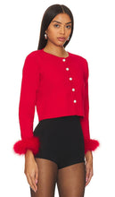 Sleeper Cardigan With Detachable Feathers in Red
