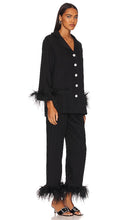 Sleeper Party Pajama Set with Double Feathers in Black