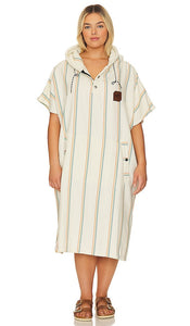 Slowtide Baja Stripe Poncho in Cream