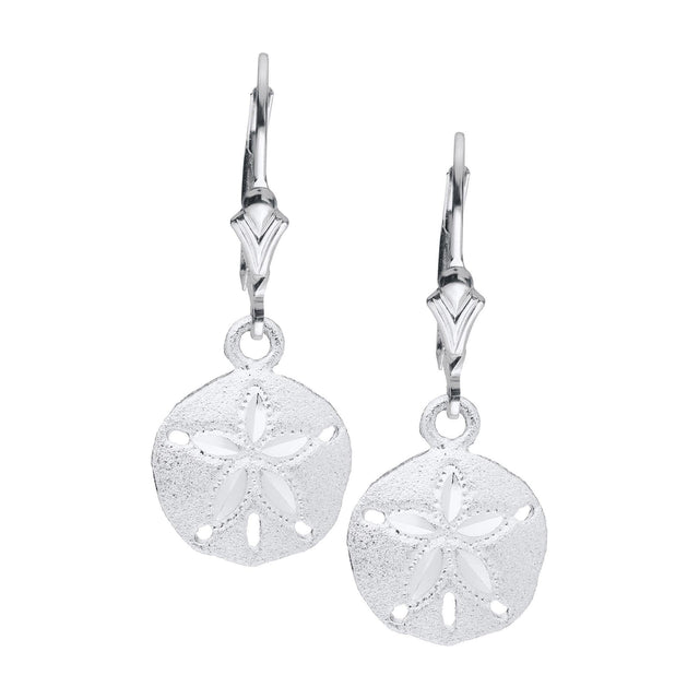 Small Sand Dollar Sterling Silver Leverback Earrings