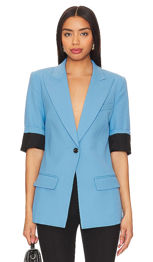 Smythe 3/4 Sleeve Blazer in Blue - Blazer à manches 3/4 Smythe en bleu - Smythe 蓝色 3/4 袖西装外套 - Smythe 3/4-Arm-Blazer in Blau - Smythe 3/4 슬리브 블레이저 블루 색상 - Blazer Smythe con maniche a 3/4 in blu