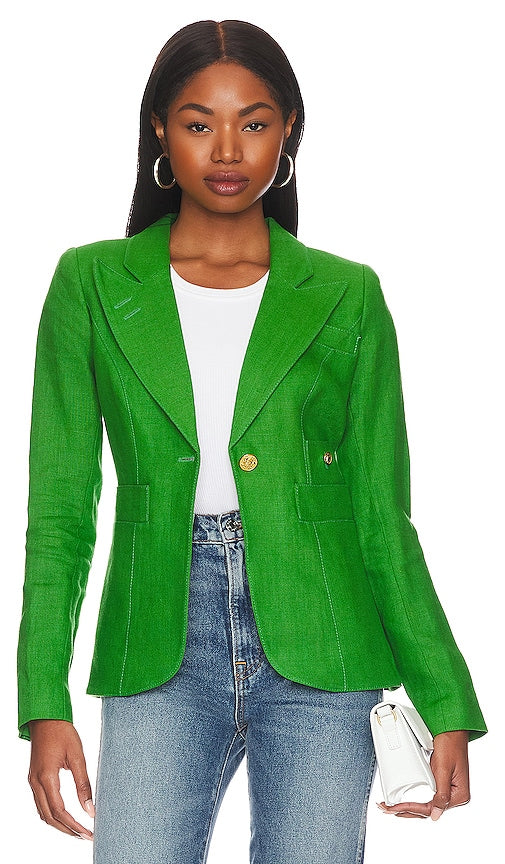 Smythe Linen Duchess Blazer in Green – BlackSkinny