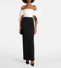 Solace London Arla off-shoulder twill & cr√É¬™pe gown