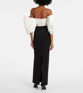 Solace London Arla off-shoulder twill & cr√É¬™pe gown