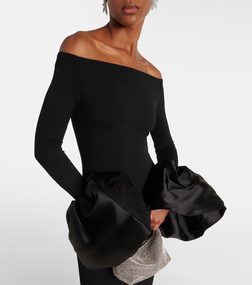 Solace London Talia off-shoulder cr√É¬™pe gown