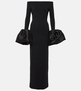Solace London Talia off-shoulder cr√É¬™pe gown