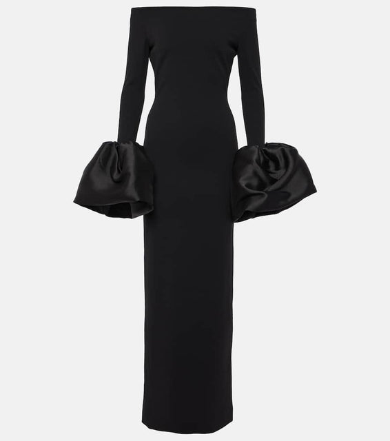 Solace London Talia off-shoulder cr√É¬™pe gown