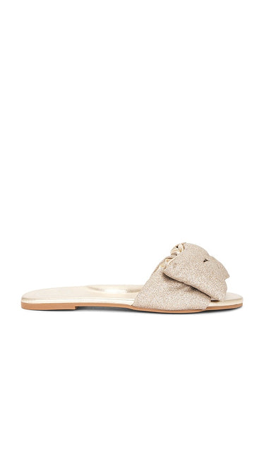 Solei Sea Rafie Sandal in Metallic Gold | Starry Flat Sandals for Women