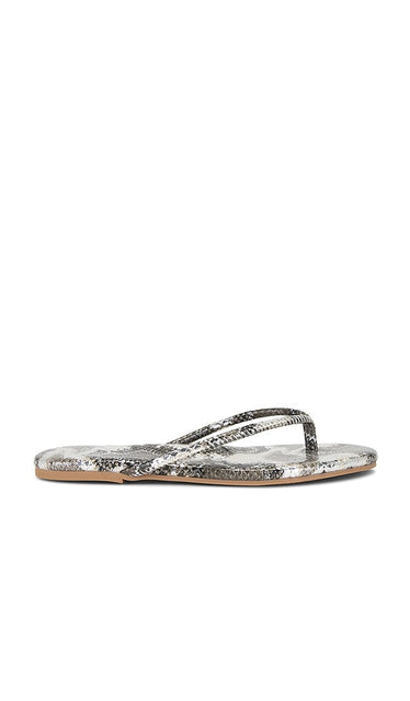 Solei Sea Vivie Sandal in Metallic Silver | Python Flat Sandals for Women